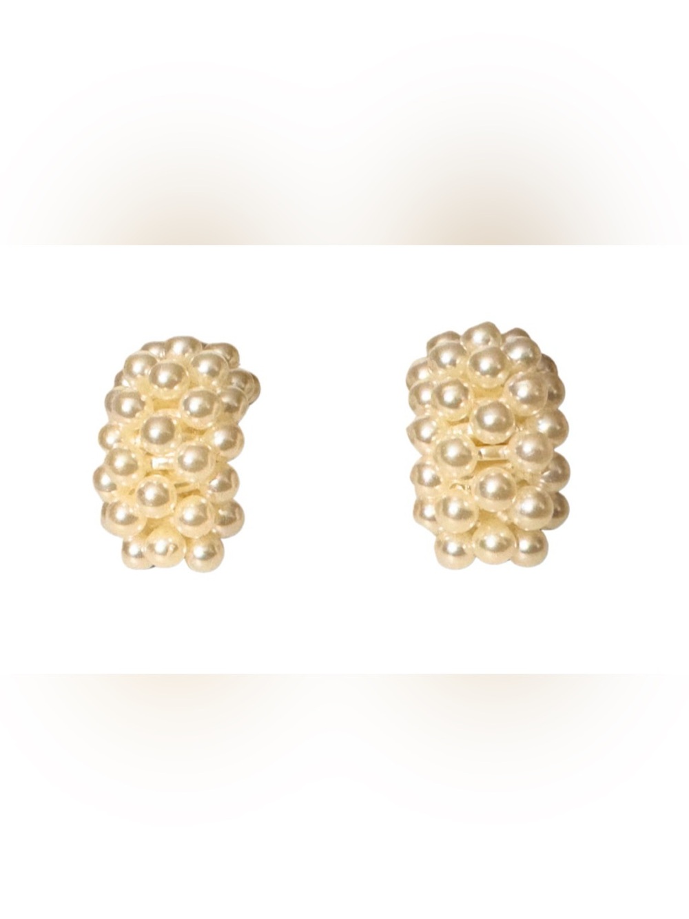 Clip on Half Moon Faux Pearl Earrings